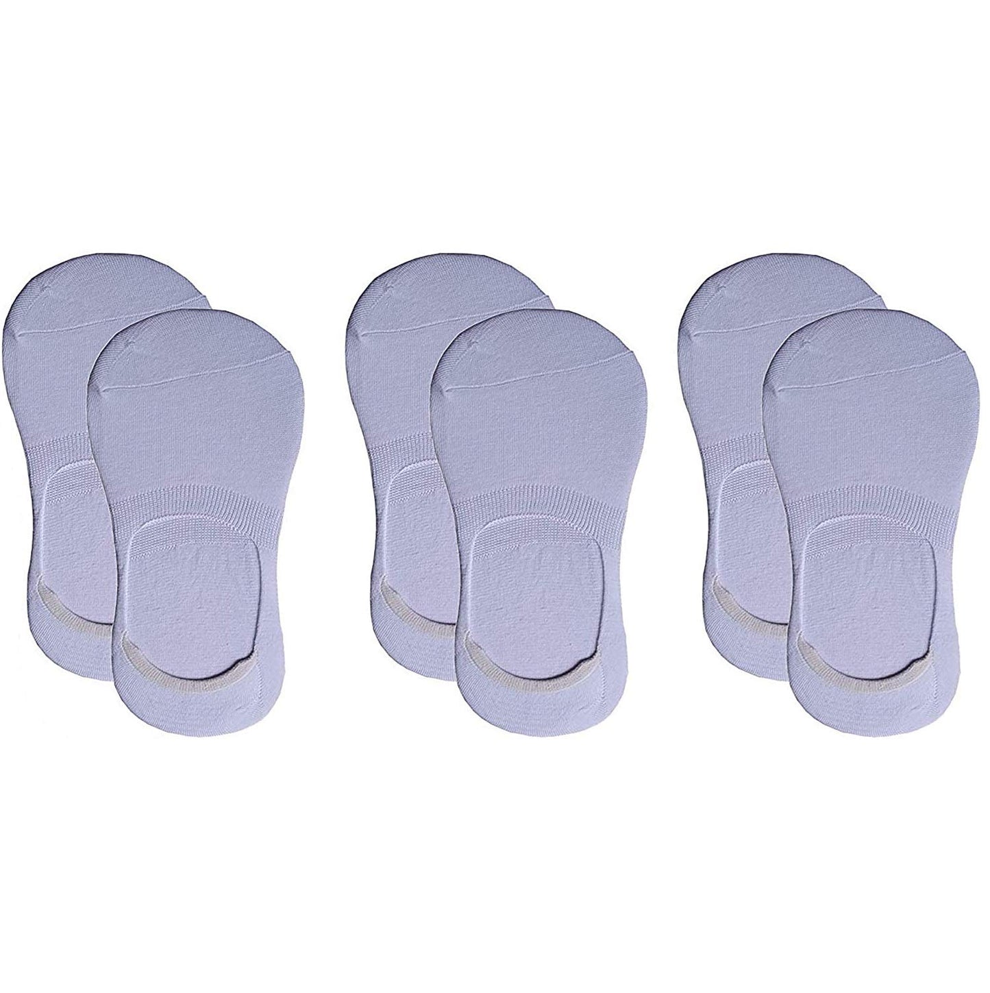 Queery White Unisex Anti Slip No Show Cotton Loafer Socks With Anti Slip Silicon Grip (Pack Of 3)