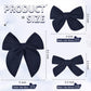 Deeka 4 Pcs Navy Blue Cotton Linen Hair Bows 3 Styles 5' & 4' Handmade Hair Bow Set For Toddler Girls Alligator Hair Clips Kno