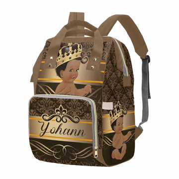 M Yescustom Personalized Diaper Bag, Custom Brown Crown Prince Diaper Bag With Name, Waterproof Diaper Bag Backpack Mommy Bag Nu