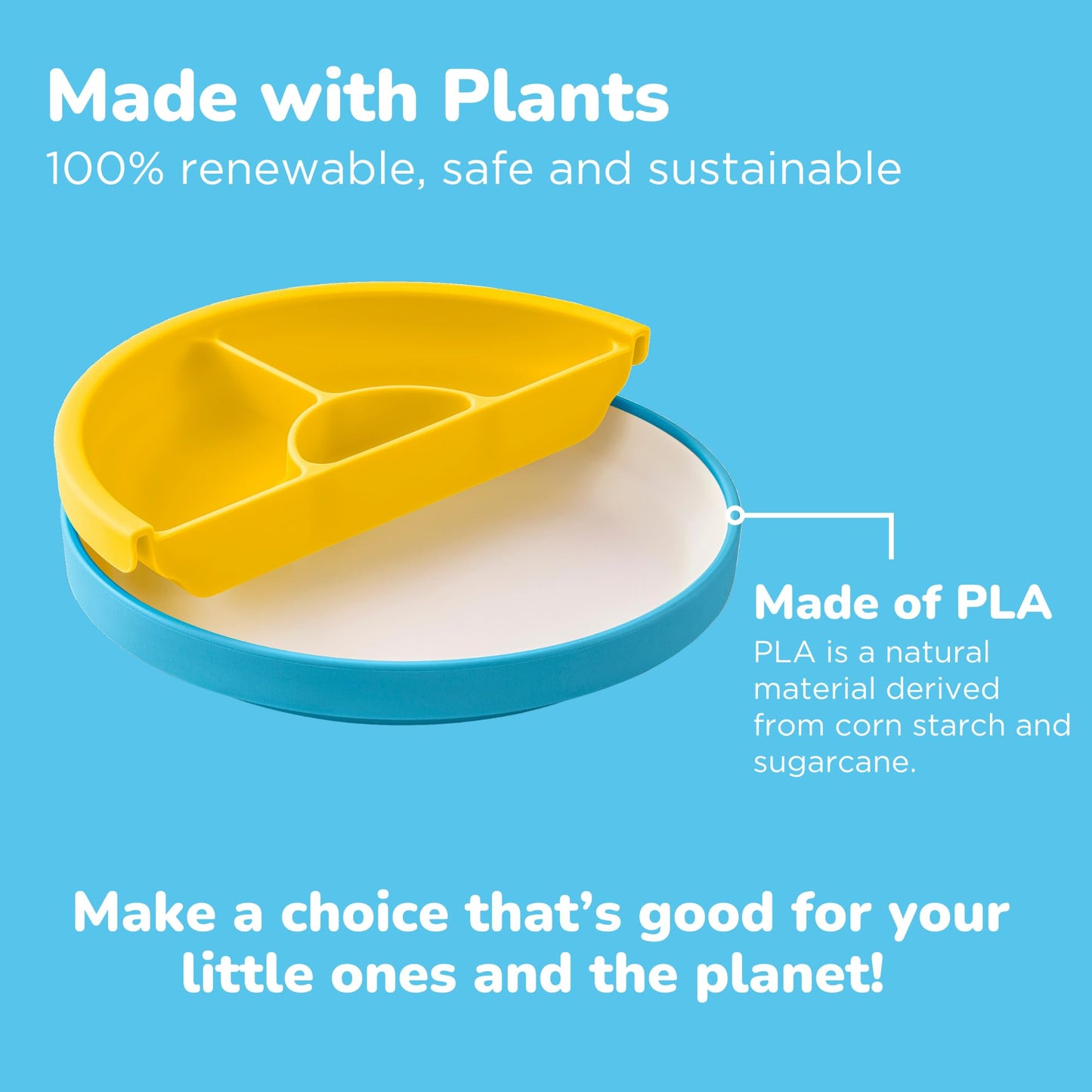Omie? Easy Scoop Plates For Kids | Unique Design Helps Food Fall Into The Spoon, Not On The Table | Made From Plants | 3 Plates