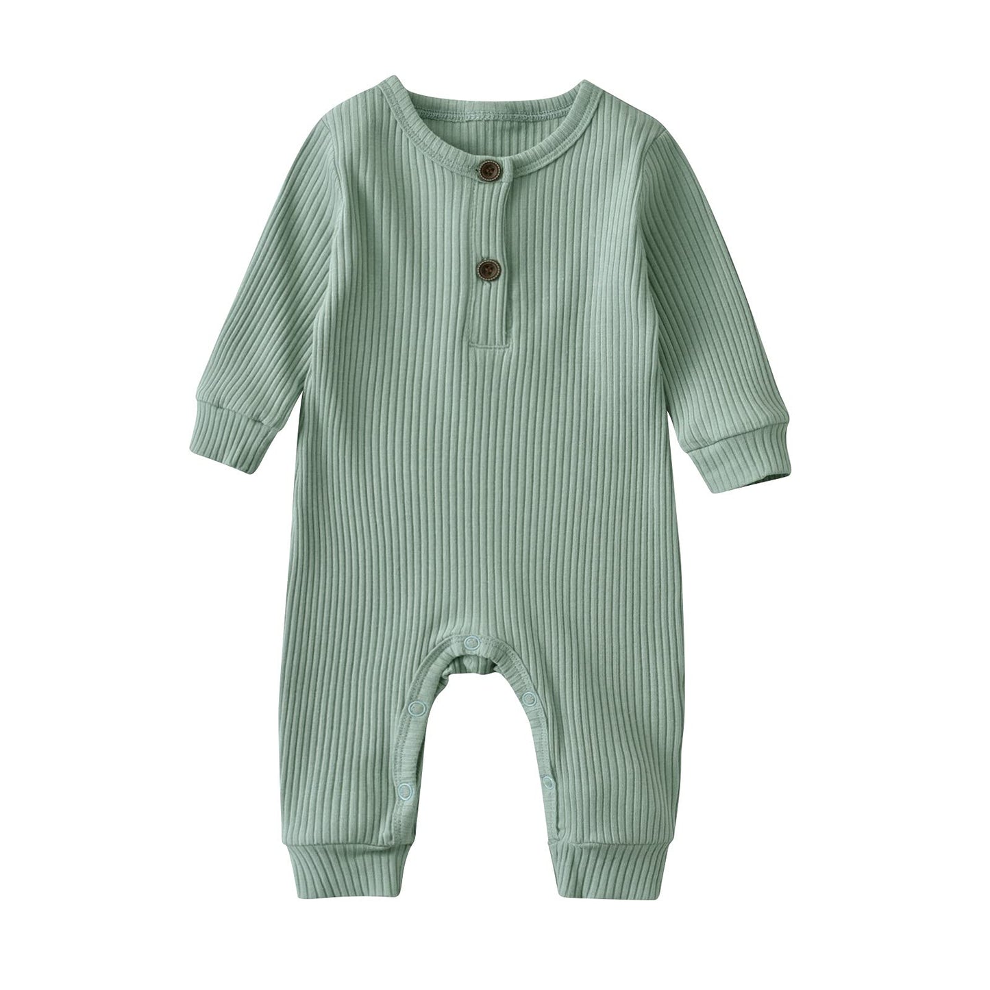 Baby Boy Girl 2 Pack Solid Romper Short/Long Sleeve One Piece Jumpsuits Clothes Sets (Blue & Light Green, 6-9 Months)