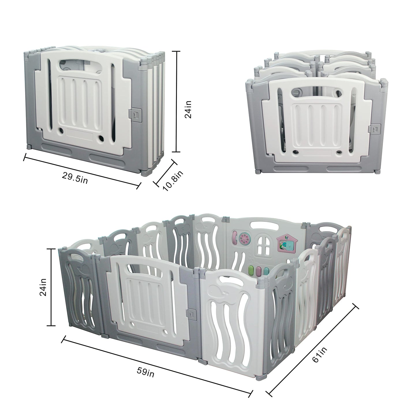 Baby Playpen Kids Activity Centre Safety Play Yard Home Indoor Outdoor New Pen (14 Panels Ocean White)