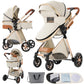 2 in 1 Baby Stroller, Convertible Foldable Standard Stroller, Reversible Pushchair Infant Buggy Carriage, Portable High Landscap