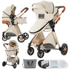 2 in 1 Baby Stroller, Convertible Foldable Standard Stroller, Reversible Pushchair Infant Buggy Carriage, Portable High Landscap