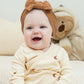 Jollybows Baby Girl Headband Bows Nylon Head Wraps Newborn Hairbands Infant Toddler Hair Bow (3- Khaki Ginger Leopard)