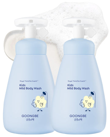 GOONGBE Kids Mild Body Wash - Korean Kids Body Cleanser - Hydrating & Refreshing Low pH Soft Bubble Foaming with Panthenol and 