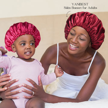 Yanibest Kids Satin Bonnet Sleep Cap For Curly Hair - Double Layer Reversible Adjustable Silky Satin Cap For Teens Toddler Child