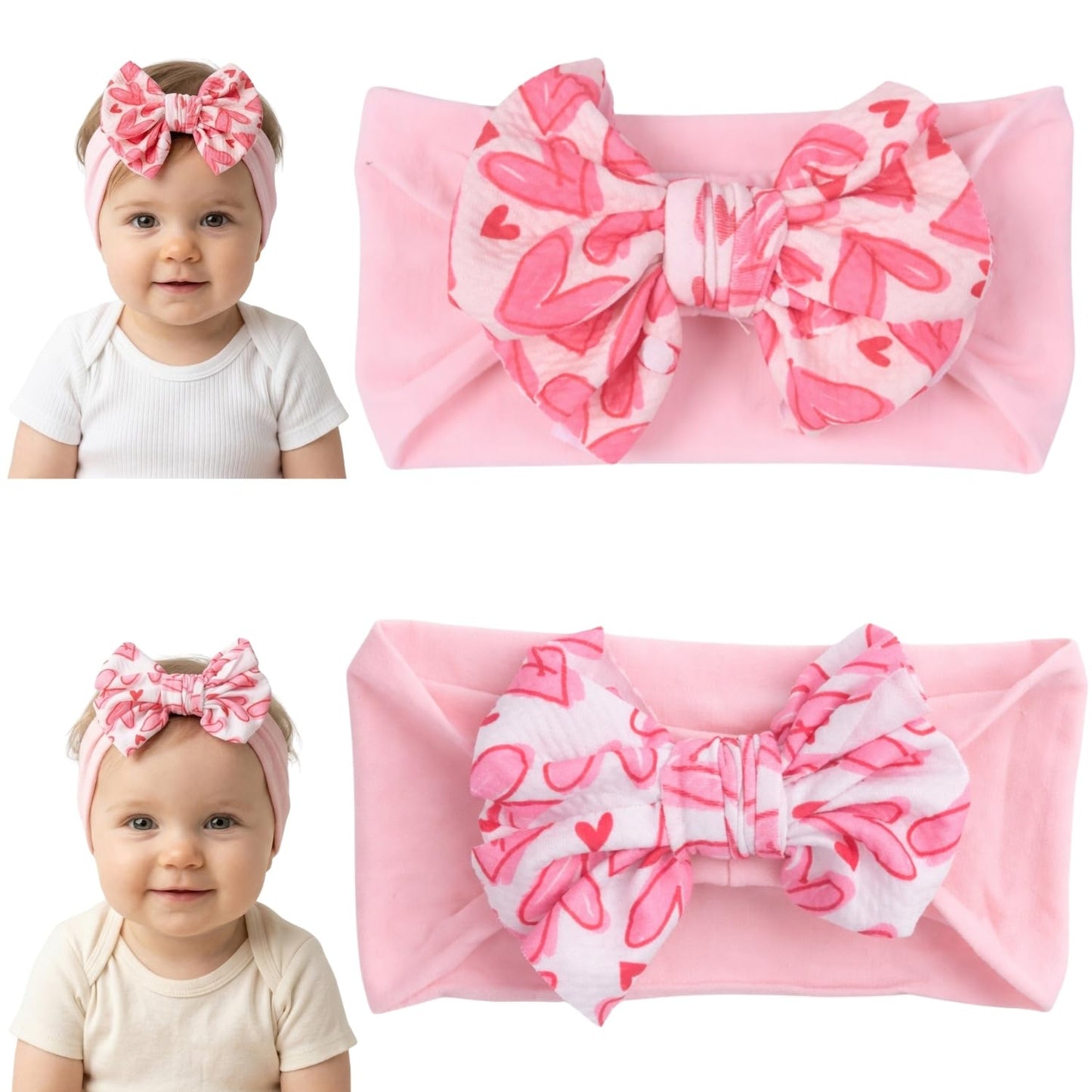 Anna Creations 2 Pcs Baby Headbands Cute Flower Baby Hairband Soft Elastics Stretchy Bow Head Bands Multicolor Hair Accessories 