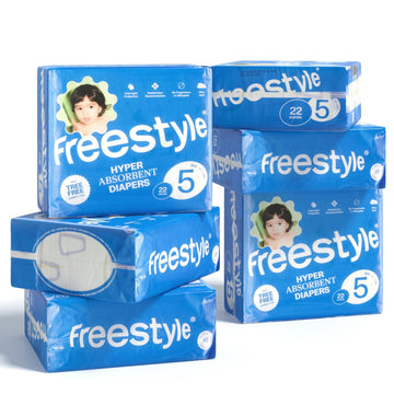 Freestyle Diaper - (Size 5) Hyper Absorbent & Non-Toxic - Disposable Diaper For Sensitive Skin - Ultra Soft Diapers (25+ Lbs) -