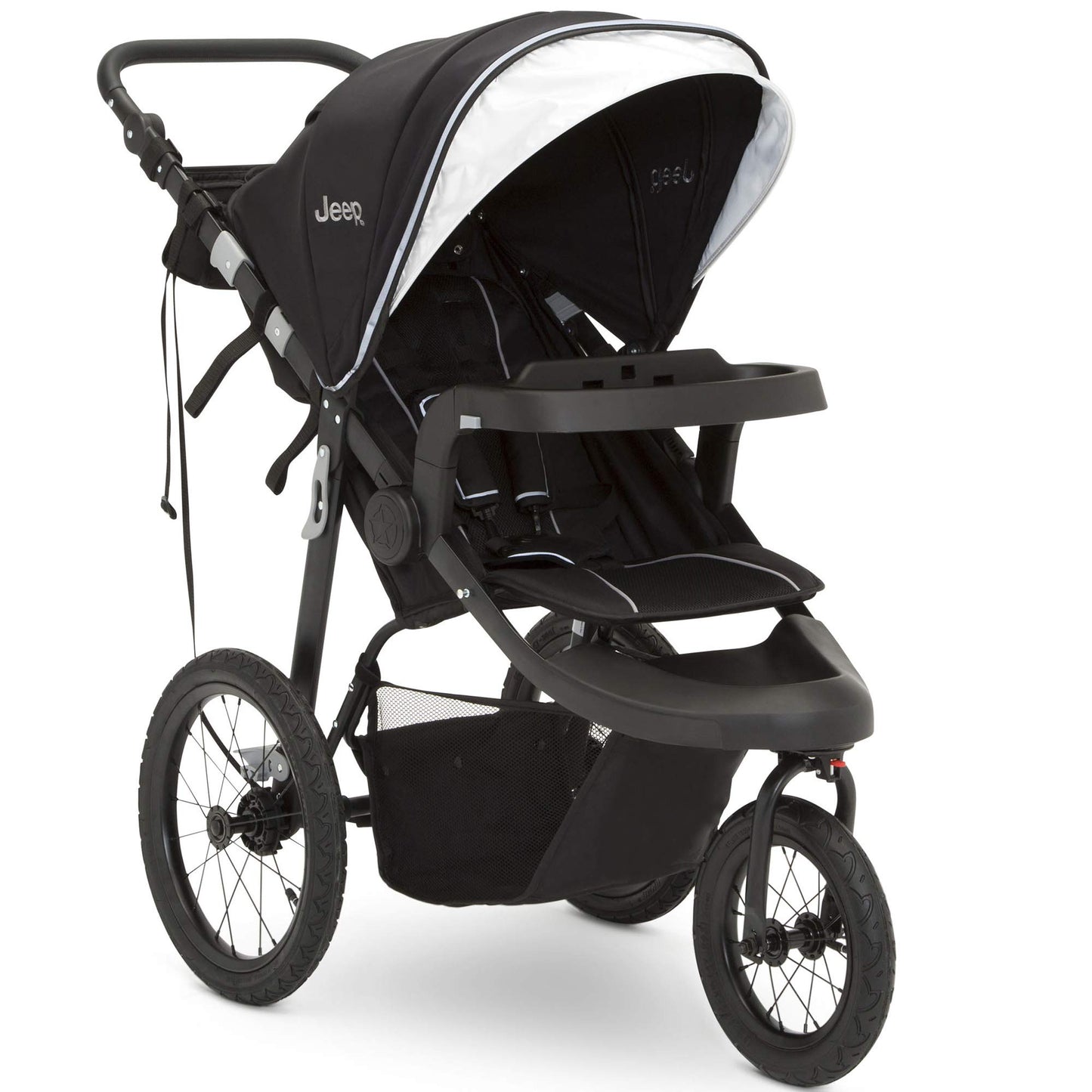 Jeep Hydro Sport Plus Jogger By Delta Children, Includes Car Seat Adapter, Black, Neoprene, Leather