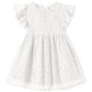 Niyage Toddler Girls Elegant Lace Pom Pom Flutter Sleeve Party Princess Dress White 120