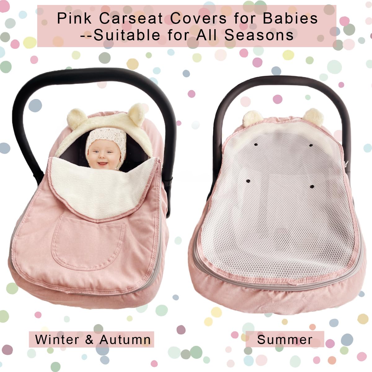 Car Seat Covers For Babies,Winter Baby Car Seat Cover Infant Carseat Covers Canopy,Universal Baby Carrier Cover For Girl Boy Car
