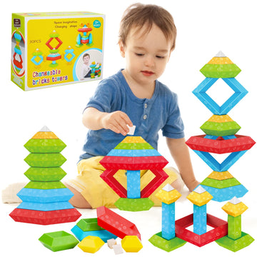 Tsomtto Montessori Toys for 1 2 3 4 5 Year Old Boys Girls Toddler 1-3 Preschool Learning Activities 30 Pcs Stacking Building Blo