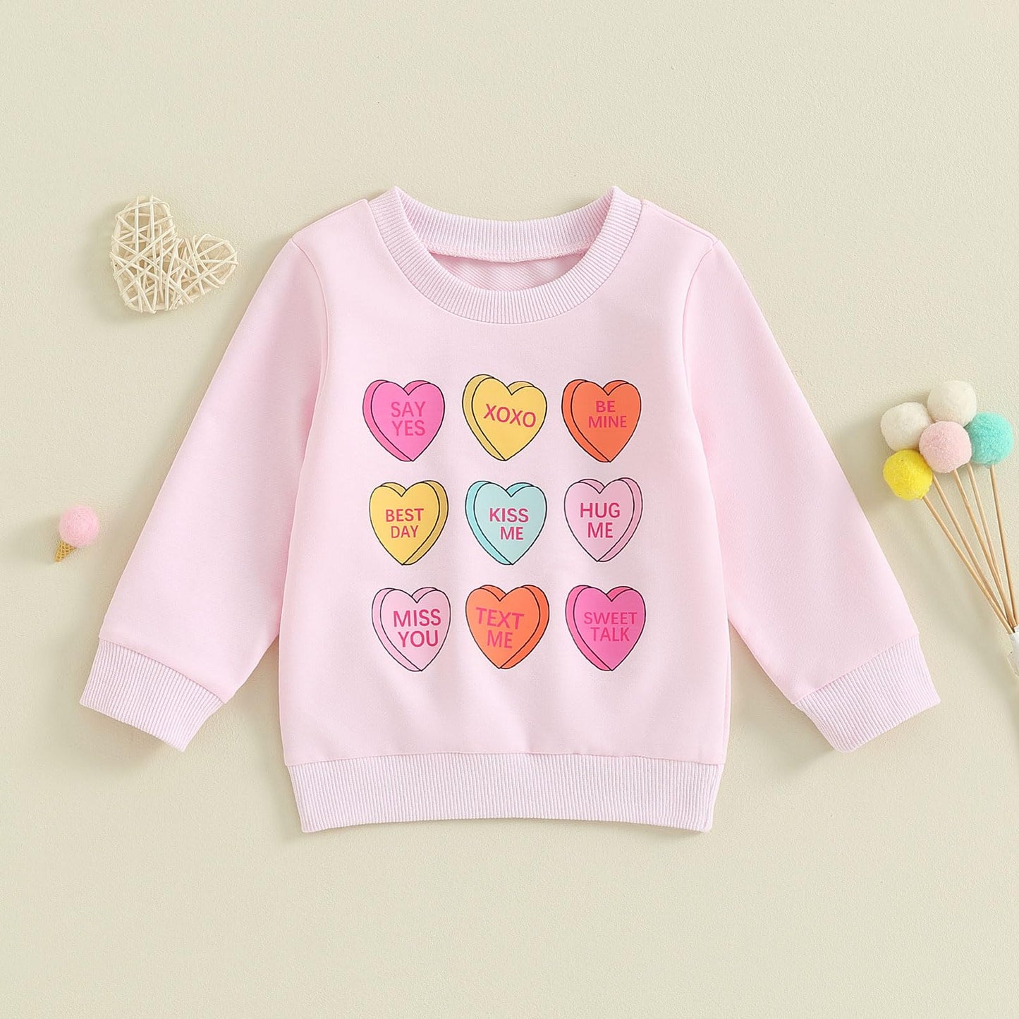 Dcohmch Toddler Girl Valentine'S Day Outfit Pullovers Heart Letter Print Shirt Sweatshirt Valentine Baby Girls Clothes (Light Pi