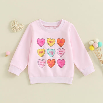Dcohmch Toddler Girl Valentine'S Day Outfit Pullovers Heart Letter Print Shirt Sweatshirt Valentine Baby Girls Clothes (Light Pi
