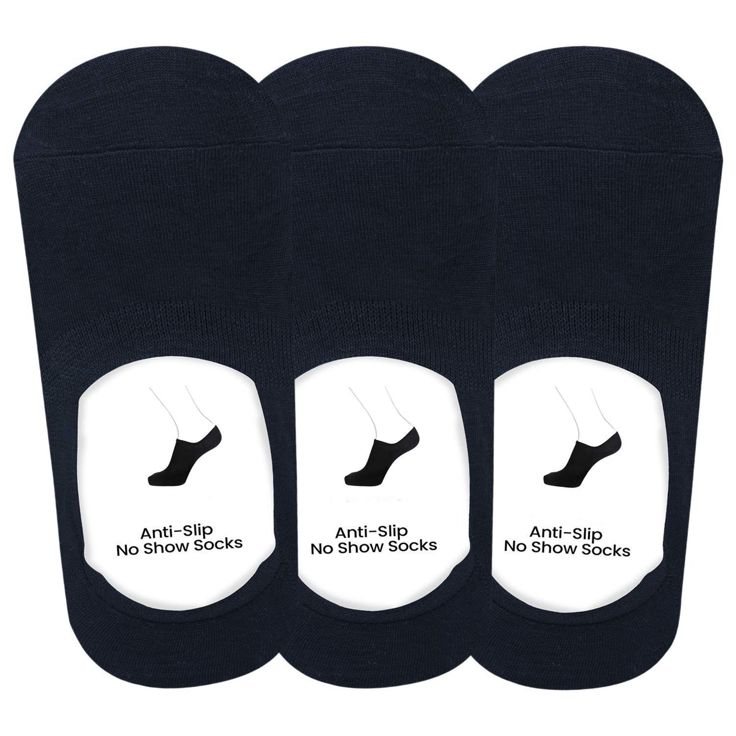 Pinkit AntiSlip Unisex Cotton Invisible No Show Loafer Socks With Silicon Grip (Pack Of 3 Pairs) (ColourBlack)