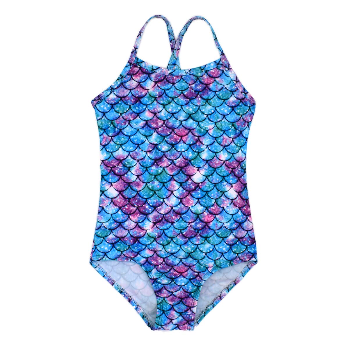 Honisen Big Girls One Pieces Swimsuit Cute Swimwear Bathing Suits Color Scale 12T
