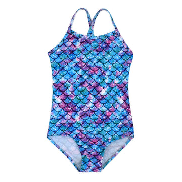 Honisen Big Girls One Pieces Swimsuit Cute Swimwear Bathing Suits Color Scale 12T