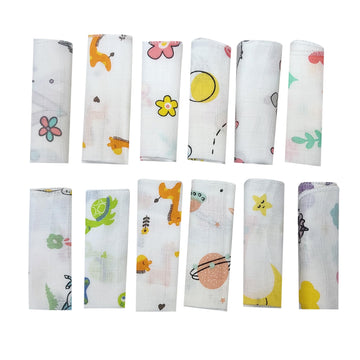 Vijyas Mart Muslin Cotton Baby Napkins, Soft Washcloths, Pack of 12, Small