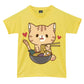 RISH Tshirt for Boys and Kids | Soft Quick Dry Tshirts  Noodles Cat Printed Casuals  Yellow Tshirt 1824 Months