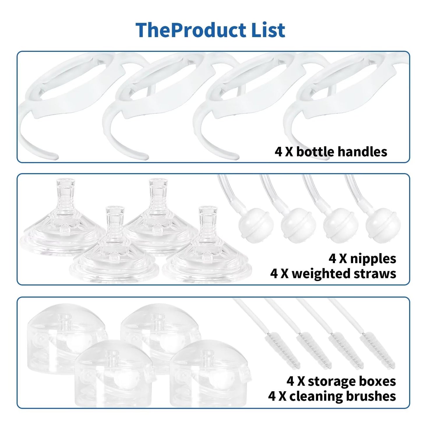 Straw Cup Soft Spout Conversion Kit For Philips Avent Natural Baby Bottle, Bottle Handles And Weighted Straw (4 Pack)