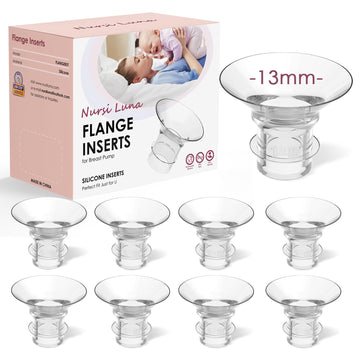 Nursi Luna Flange Inserts 8Pcs 13Mm For 24Mm Flange/Shield Of Most Pumps, Flange Sizing Kit Silicone Flange Insert, Breastfeedin