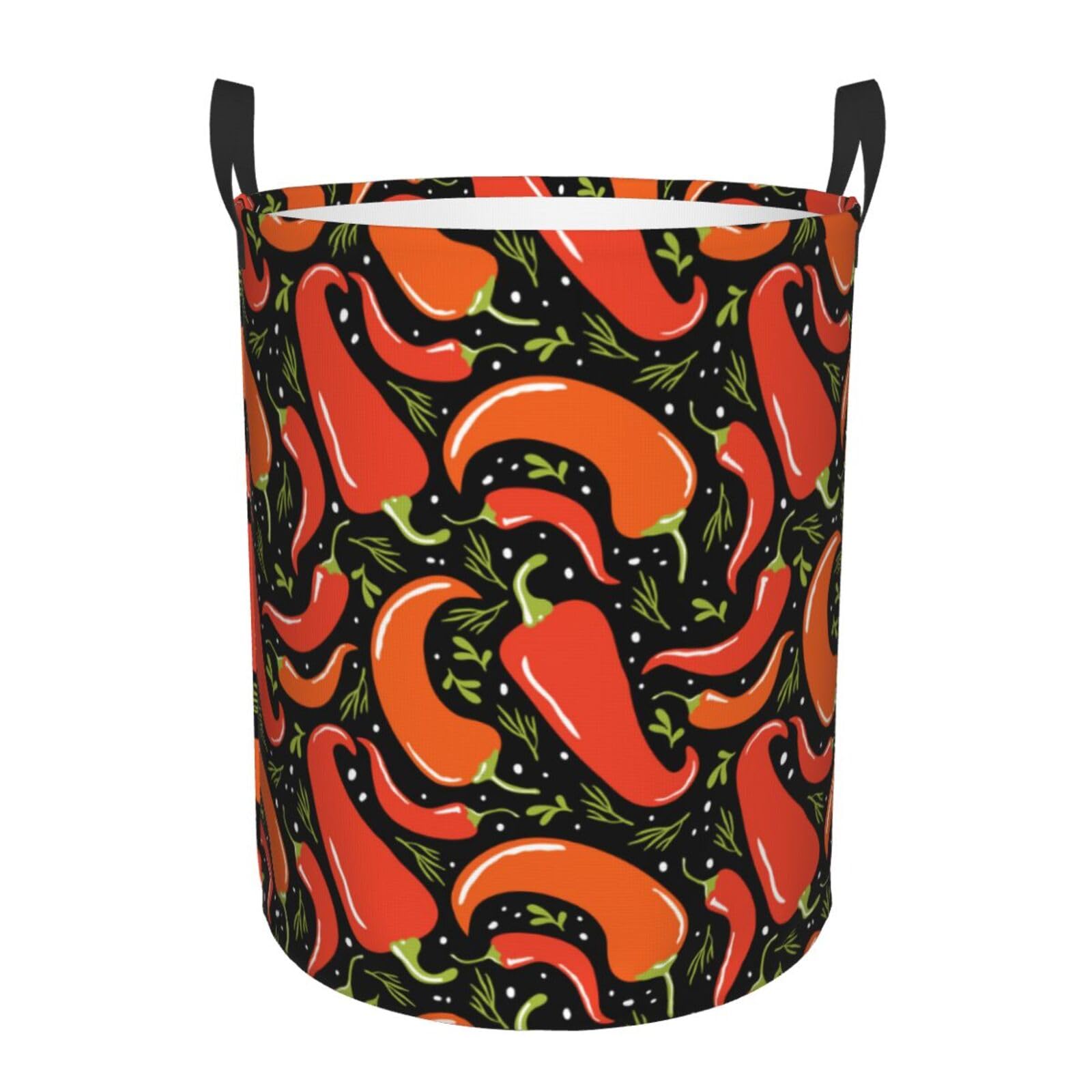 Pevtufa Red Hot Chili Foldable Laundry Basket Organizer,Fabric Clothes Toy Storage Basket Nursery Hamper Storage Bin For Househo