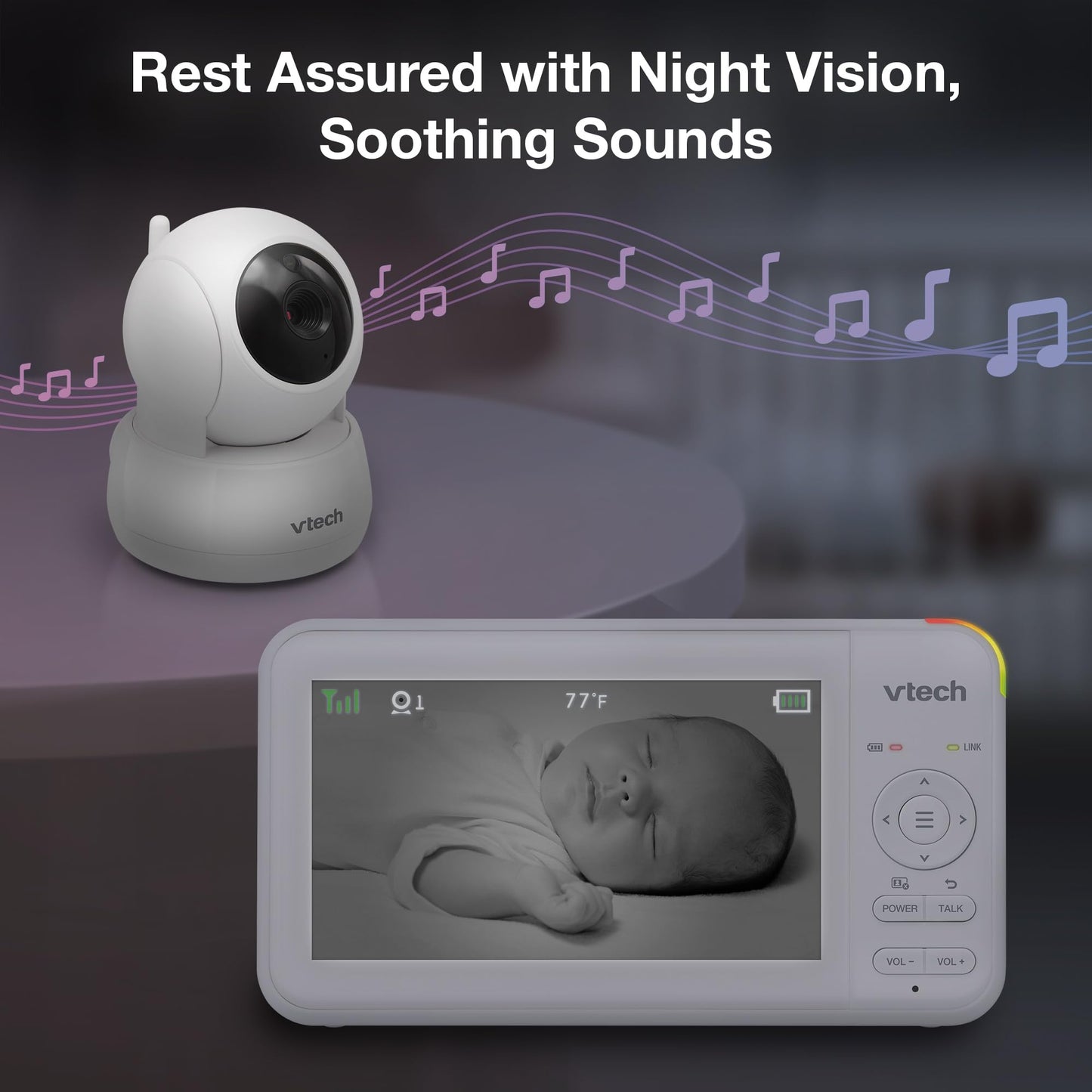 VTech Video Baby Monitor with 5 LCD Screen, Up to 17Hrs Video & 31Hrs Audio Battery Life, Night Vision, 1000ft Range, Pan-Tilt-Z