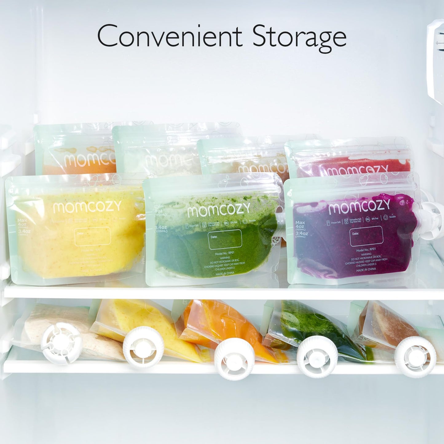 Momcozy Reusable Baby Food Pouches For Toddlers,Bpa Free Plastic,Food Safe,Freezer Safe,Refillable For Applesauce Yogurt & Puree