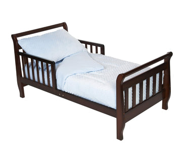 TL Care Minky Dot Chenille 4 Piece Toddler Bedding Set, Blue, for Boys and Girls