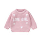 Toddler Baby Girl Boys Valentines Day Outifts Knit Sweater Long Sleeve Letter Love Heart Embroidery Pullover (Pink-Love Girl, 1