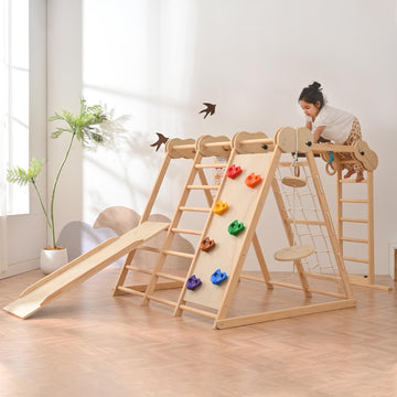 OLLIKIVI Indoor Playground Jungle Gym, Toddler Climbing Toys for Kids 1-6 Years, Indoor Toddler Gym Play Set with Slid, Climbing