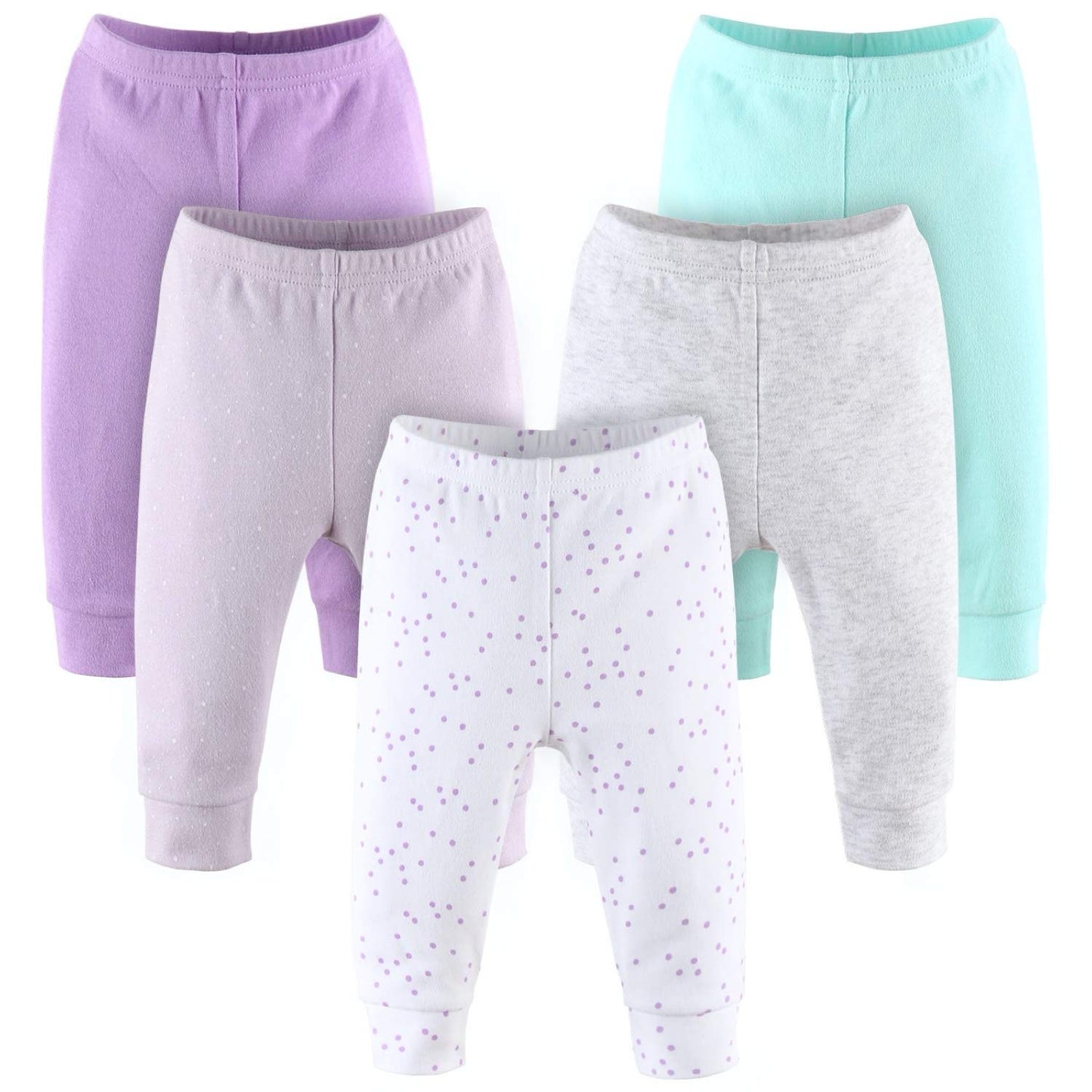 The Peanutshell 5 Pack Baby Girl Pants Set - 100% Cotton Toddler Pants For Baby Girls, 12-18 Baby Girl Clothes For Toddlers And