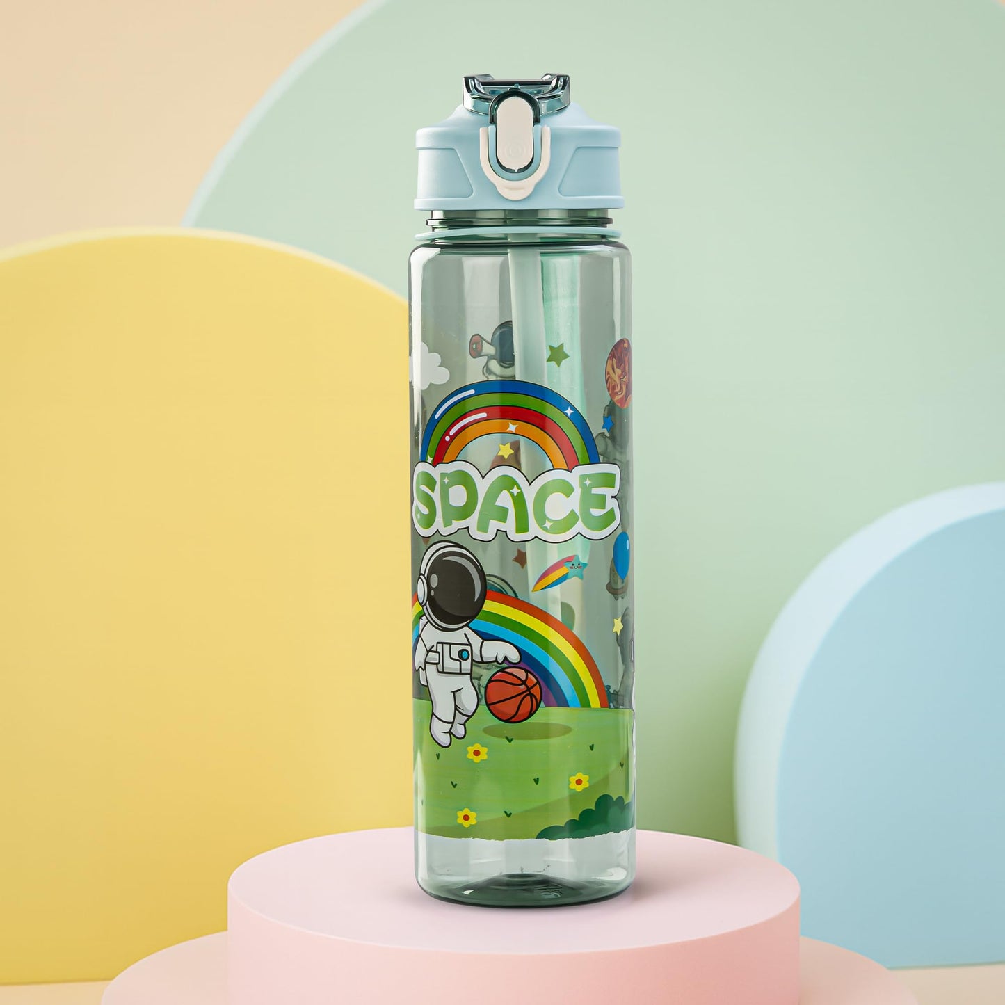 Baybee Galaxy Kids Water Bottle 800Ml | Leak-Proof Baby Sipper Bottle With Flip Lock Lid & Silicone Straw | Bpa-Free School Wate