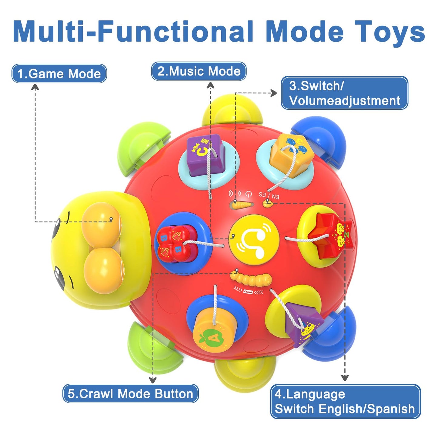 Baby Bilingual Musical Ladybug Crawling Toys,Baby Toys 6-12 Months with Light-up Music, Early Educational Learning Toys, Infant