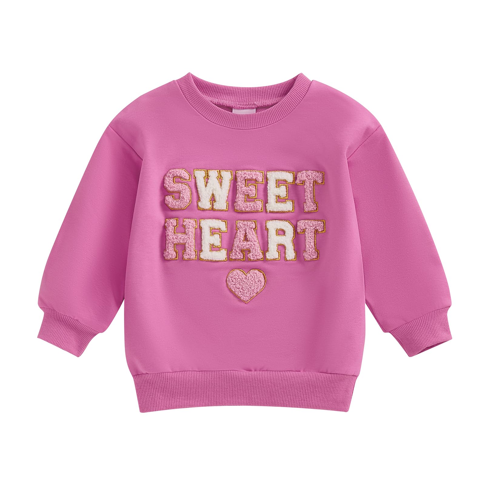 Zyhwshine Toddler Baby Girl Valentines Day Outfit Letter Embroidery Sweatshirt Crewneck Pullover Long Sleeve Sweater Clothes (Sw
