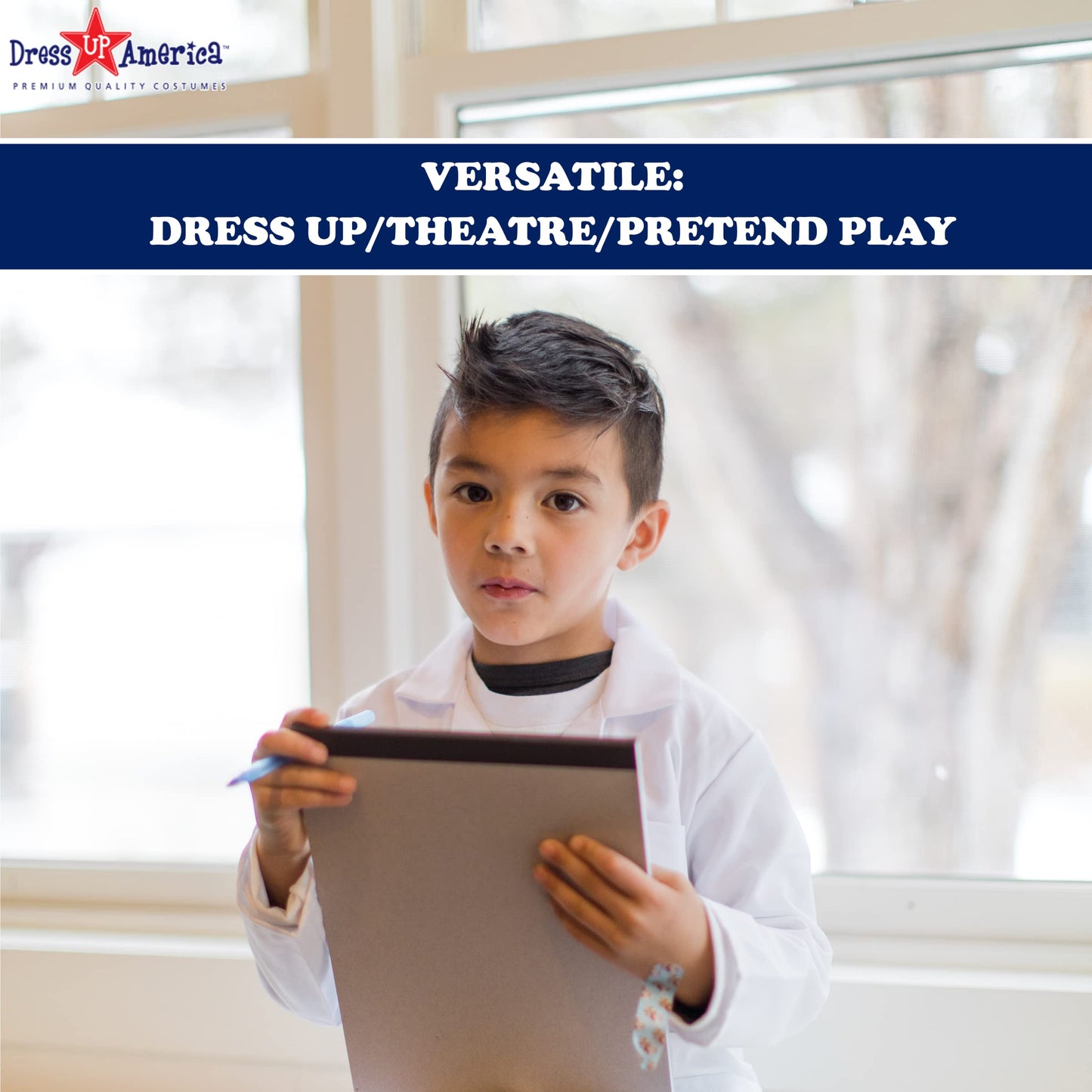 Dress Up America Kids Lab Coat - White Doctor Costume for Boys & Girls - STEM Play Dress-Up for Scientists & Doctors