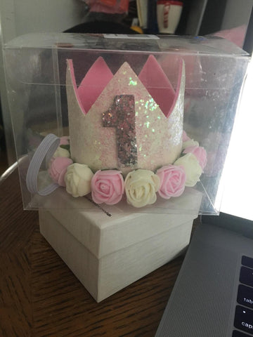 Golden Swallow 2Nd Birthday Crown Baby Girl Flower Tiara Headband Birthday Party Hairband