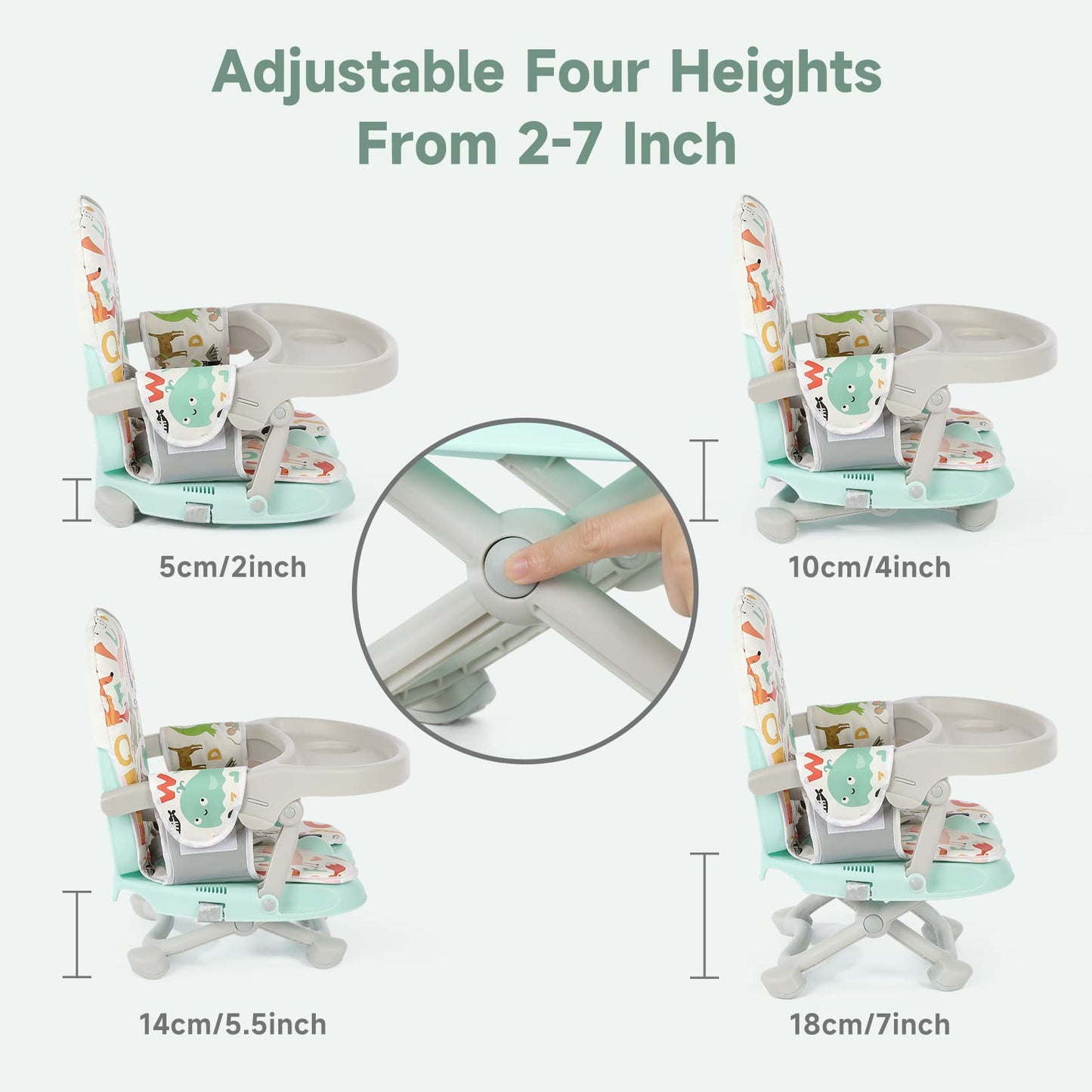 Yoleo Baby High Chair Booster Seat For Dining Table Height Adjustable Toddlers Chair Portable Foldable Highchair With Cushion &
