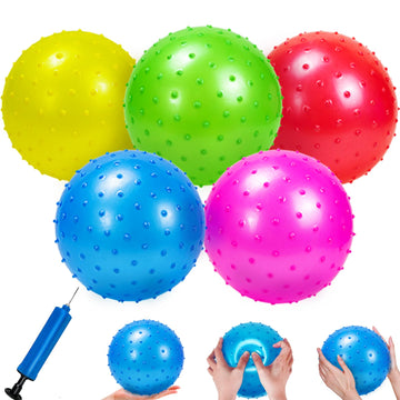 Hymaz 5 Pack Knobby Balls Bulk 9 Inch Sensory Balls Bouncy Balls Sport Toys Spiky Massage Stress Balls, Sensory Toys Balls Party