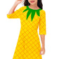 Remimi Girls Pineapple Dresses Halloween Fruit Dress Printed A-Line Party Dress 13-14 Years