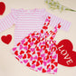 Hoyuwak Outfit For Toddler Pink Ruffled Long Sleeve Striped Shirt Top And Heart Printed Skirt Set For Valentine'S Day
