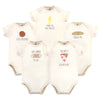 Touched By Nature Unisex Baby Organic Cotton Bodysuits, Pizza, 0-3 Months