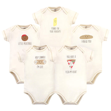 Touched By Nature Unisex Baby Organic Cotton Bodysuits, Pizza, 0-3 Months
