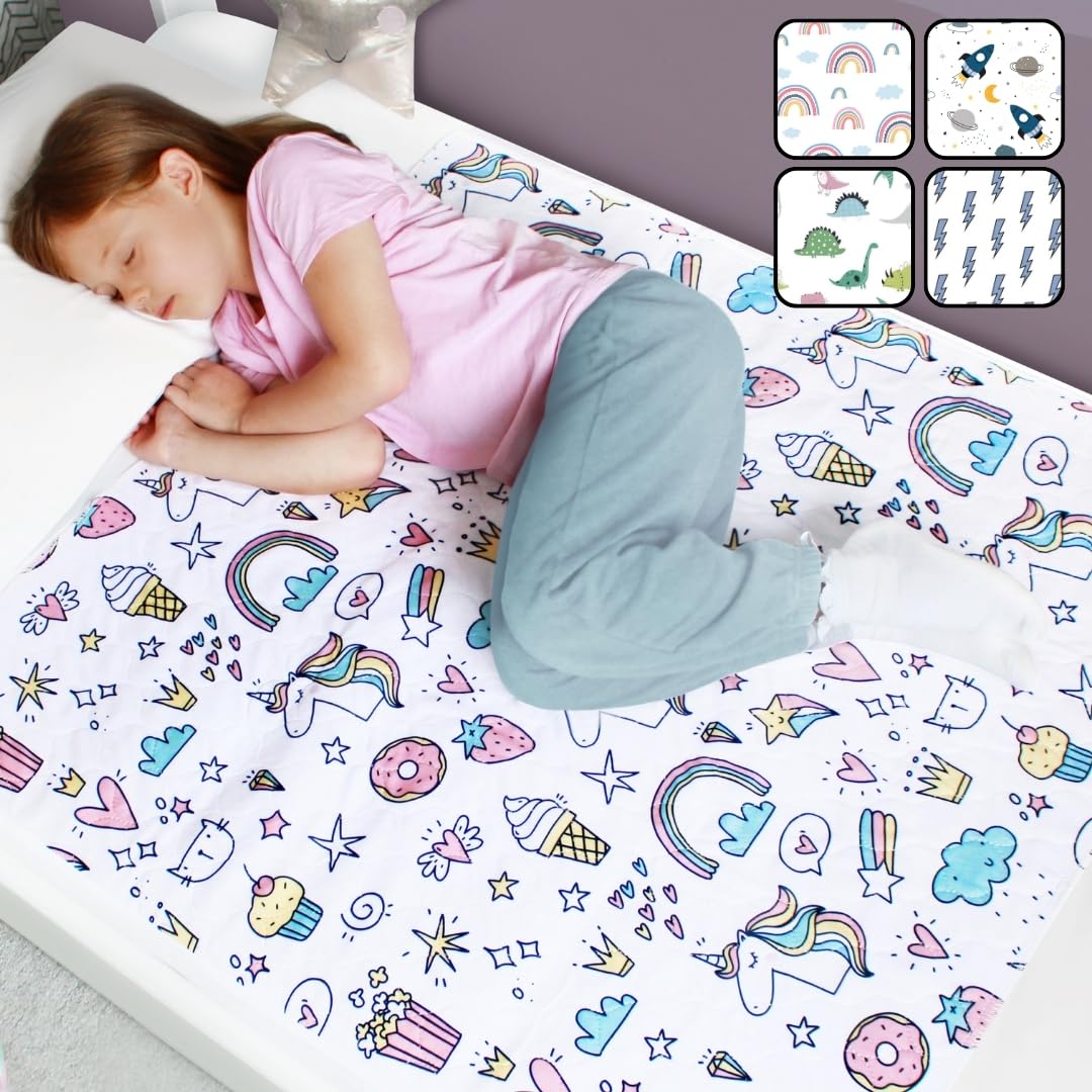 Hygge Sheets Potty Training Pee Pads For Kids, Toddlers - 2 Pack - 100% Waterproof, Non Slip Bed Wetting Pad For Twin Beds - Was