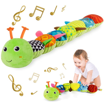 Sumobaby Infant Baby Musical Stuffed Animal Activity Soft Toys with Multi-Sensory Crinkle, Rattle and Textures, for Tummy Time N