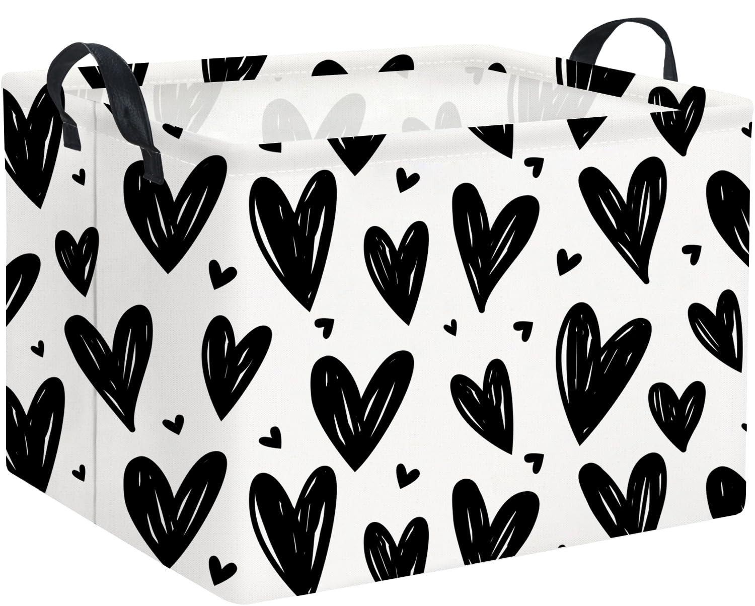 HIYAGON Rectangular Gift Basket Kids Baby Storage Bin Toy Organizer Box for Girls Love Room Decor(Black Light Heart)