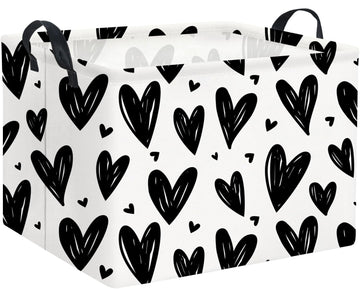 HIYAGON Rectangular Gift Basket Kids Baby Storage Bin Toy Organizer Box for Girls Love Room Decor(Black Light Heart)