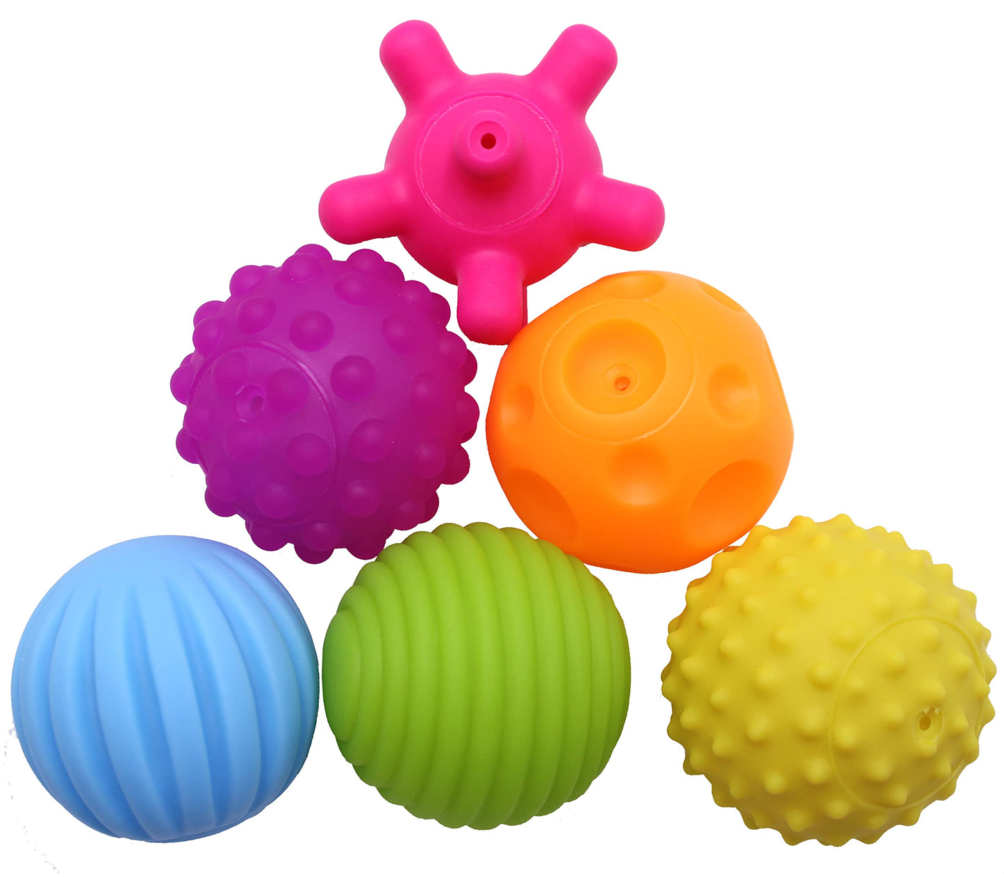 FIVOENDAR 6 Pack Sensory Balls for Kids, Massage Soft & Textured Balls Baby Hands Squeeze Balls Set Develop Kids Tactile Senses