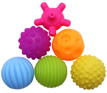 FIVOENDAR 6 Pack Sensory Balls for Kids, Massage Soft & Textured Balls Baby Hands Squeeze Balls Set Develop Kids Tactile Senses